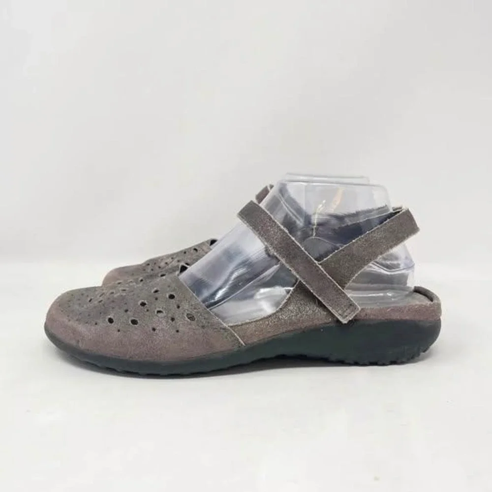 Naot Arataki Slingback Mary Jane Comfort Shoe Womens 41 Gray Shimmer Strappy